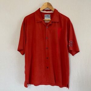 TOMMY BAHAMA Men's Size Large Boston Red Sox Baseball 100% Silk Camp Shirt